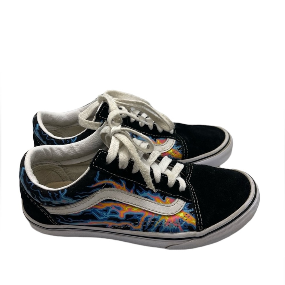 Vans Electric Flame Old Skool Men’s Shoe Color Black White Orange Size M4-W5.5